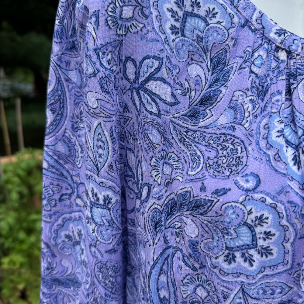 Appleseed Women's Lavender Purple Paisley Long Sleeve Half Button Up Sz Large - Picture 3 of 12
